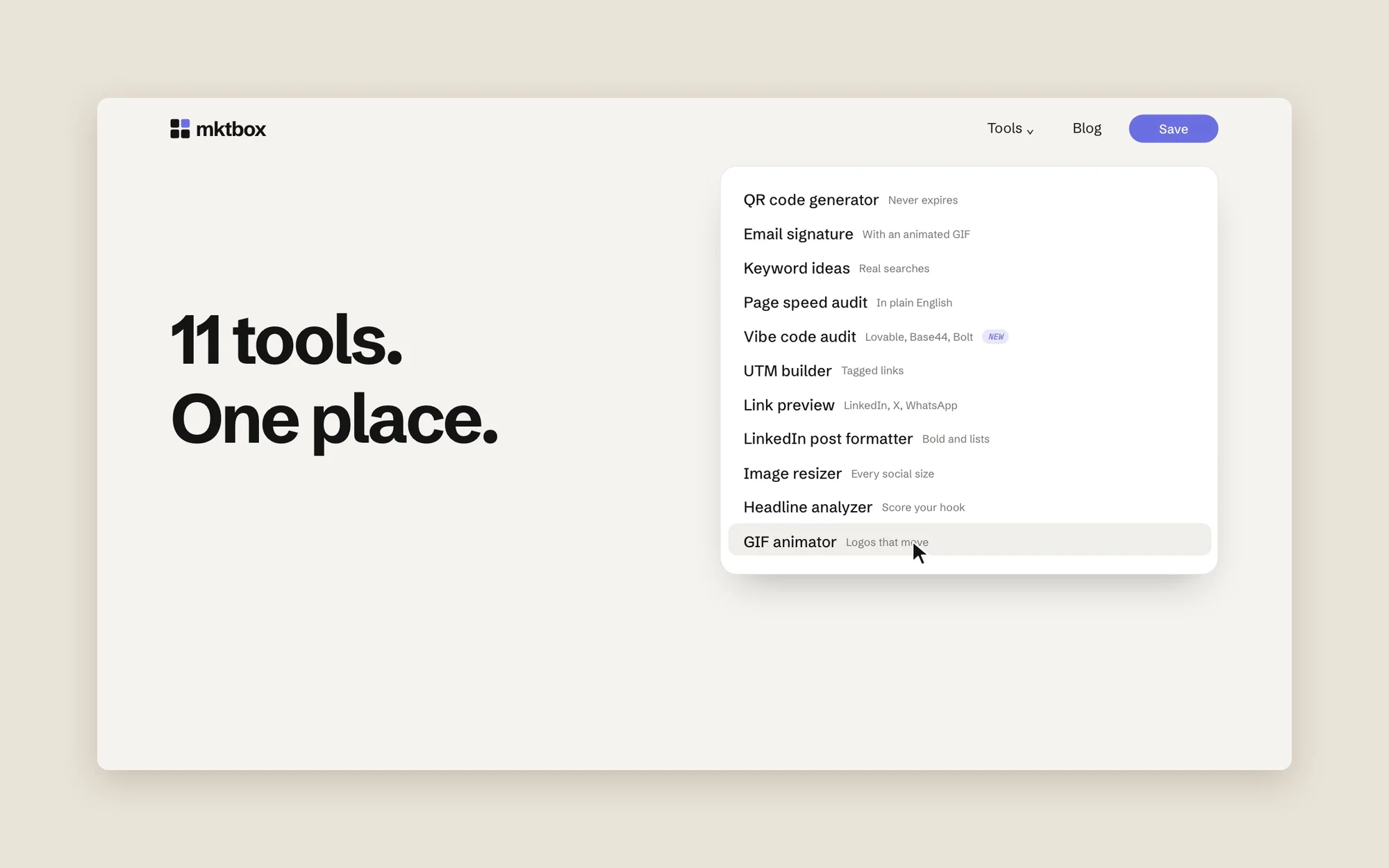 The tools menu in the mktbox launch video